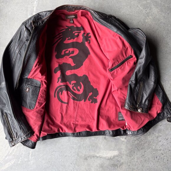 DANIER - Distressed Mens Leather Moto Jacket - 2XLT - Picture 7 of 10